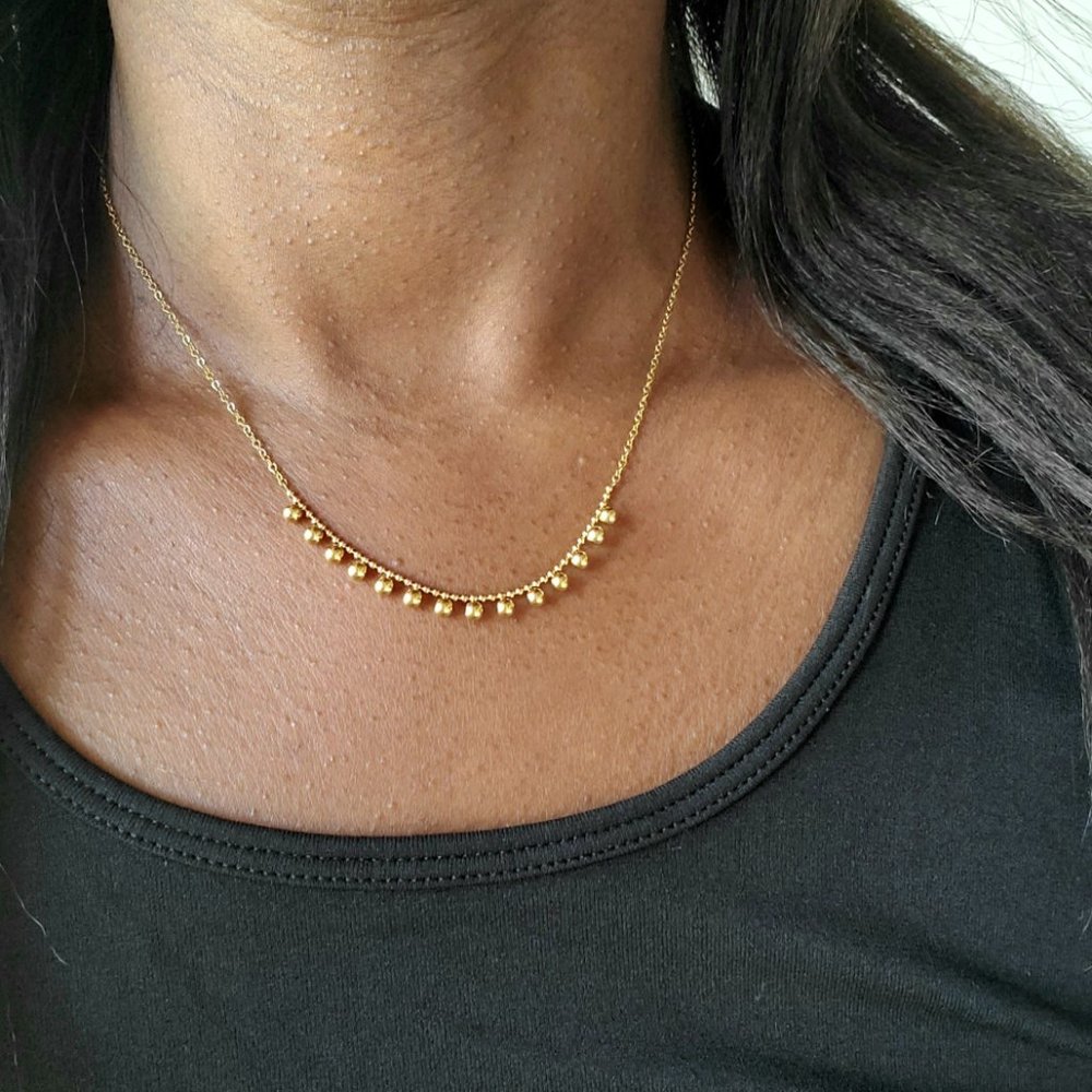 18k gold stainless steel  dangle ball necklace
